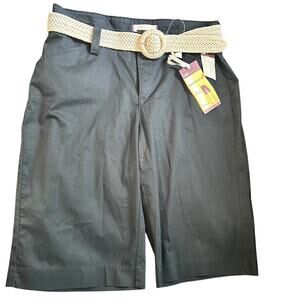 VTG LEE One True Fit Bermuda Shorts NEW Y2K Black Belted Pockets SZ 10 Med Twill